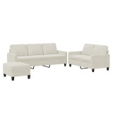 Cumpara ieftin Set de canapele cu perne, 3 piese, crem, catifea