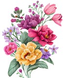 Sticker decorativ, Flori, Multicolor, 80 cm, 1216STK-9