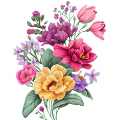 Sticker decorativ, Flori, Multicolor, 80 cm, 1216STK-9
