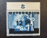 Austria-1945-Emisiune de Ocupație / Supratipărire "&Ouml;STERREICH" 12 Pfennig Albastru cu Margine de Coala "40" (Michel 668 / &Ouml;A) MNH -TG1