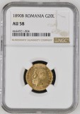 Cumpara ieftin Moneda AUR 20 lei 1890, Carol I, AU58, certificata si gradata de NGC