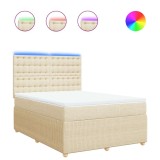 Cumpara ieftin Pat continental cu saltea, crem, 140x200 cm, material textil