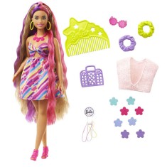 Papusa Barbie Totally Hair, bruneta, 15 accesorii