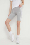 Cumpara ieftin Adidas pantaloni scurți femei, culoarea gri, cu imprimeu, medium waist HF5956