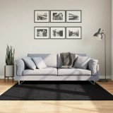 vidaXL Covor pufos &quot;PAMPLONA&quot; cu fire &icirc;nalte, negru modern, 160x160 cm