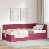 vidaXL Cadru de pat colțar cu saltea bordo 90 x 200 cm Catifea
