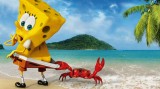 Cumpara ieftin Sticker decorativ SpongeBob, 90cm, Albastru-Galben, autocolant PVC, camera copii, perete, usa