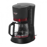 Filtru de cafea Albatros Delicia, 680 W, 8 - 10 ceşti, 1.2 L, Functie antipicurare, Cană de sticlă, Negru/Ornament rosu