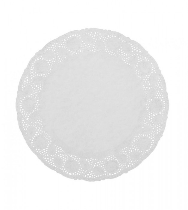 Set 100 de hartie dantelata alba, pentru platouri, rotunde , 33 cm