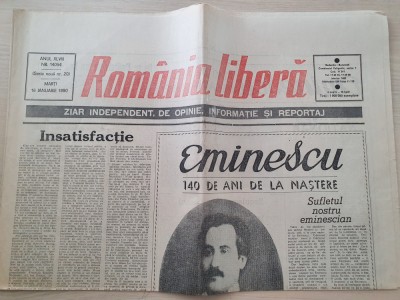 romania libera 15 ianuarie 1990-140 ani de la nasterea lui mihai eminescu foto
