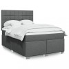 VidaXL Pat box spring cu saltea, gri &icirc;nchis, 140x190 cm, textil 3292784