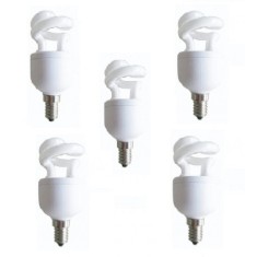SET 5 becuri fluorescent Panasonic, soclu E27, putere 5W, forma spirala, lumina alb calda, alimentare 220 - 240 V, "EFD5E27HDE14E-5" (timbru verde 2.2