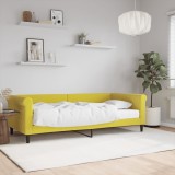 Cumpara ieftin Pat de zi Gossi cu saltea, 90x200 cm, catifea galbena, canapea extensibila, design modern