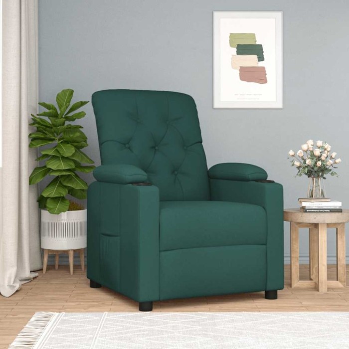 vidaXL Fotoliu rabatabil, verde &icirc;nchis, material textil
