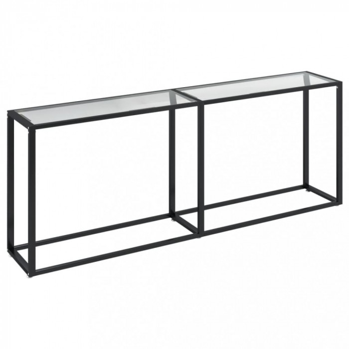 Masă consolă, transparent, 200x35x75,5 cm, sticlă securizată