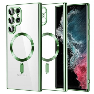 Husa MagSafe pentru Samsung Galaxy S22 Ultra 5G S908, Techsuit, Luxury Crystal, Verde Deschis foto