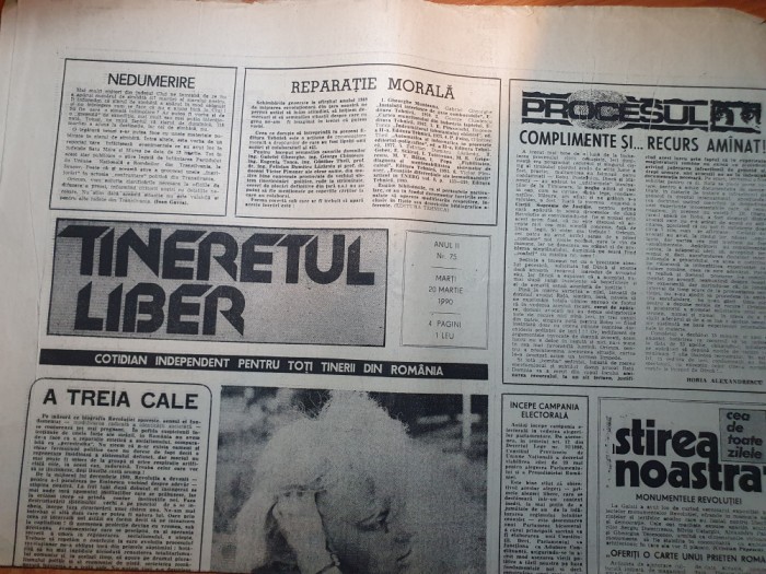 ziarul tineretul liber 20 martie 1990-articolul &quot; foc ! arde epoca de aur &quot;
