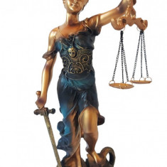 Statueta decorativa, Zeita justitiei Themis, Albastru, 32 cm, DX1100