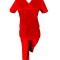 Costum Medical Pe Stil, Rosu cu Elastan, Model Classic - 4XL, 4XL