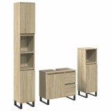 Cumpara ieftin Set mobilier de baie, 3 piese, stejar sonoma, lemn prelucrat
