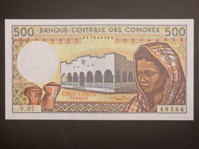 500 Franci 1986 Comores UNC foto