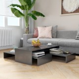 Set măsuțe de cafea suprapuse, gri extralucios, 100x100x26,5 cm