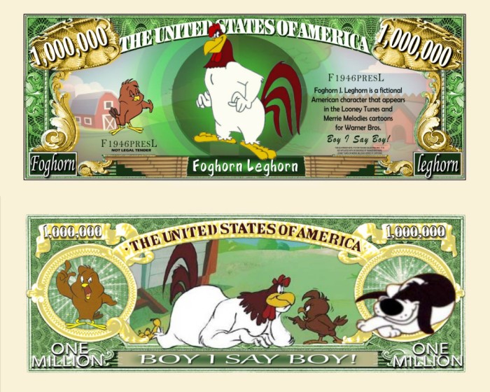 !!! SUA = FANTASY NOTE (TJ6) = DESENE ANIMATE : FOGHORN LEGHORN - 2016 - UNC