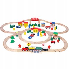 Tren din lemn 100 de piese de tren piese de tren piese de pod 420cm foto
