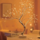 Lampă Decorativă LED Copac, Model 108 Becuri, Două Moduri Iluminare, Bază 12cm, &Icirc;nălțime Ajustabilă 45-50cm, Argintiu, Oem