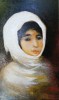 Fata cu basma alba semnat Cimpoesu dupa Grigorescu., Portrete, Ulei, Realism