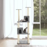 VidaXL Ansamblu pisici, st&acirc;lpi din funie sisal, gri deschis, 141 cm