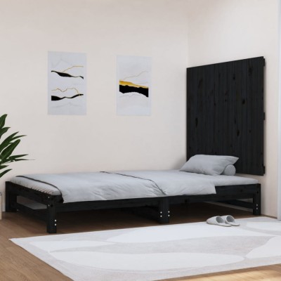 vidaXL Tăblie de pat pentru perete, negru, 108x3x90 cm, lemn masiv pin 824877 foto