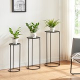 Set 3 buc suport plante marimi diferite Nesodden metal negru [en.casa] HausGarden Leisure, [en.casa]