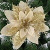 Set 10 ornamente pentru bradul de Craciun, stea Poinsettia, 13cm, auriu crem Household NewTrend, Oem