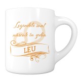 Cana alba personalizata &quot;Legendele sunt nascute in zodia Leu&quot;, INOVATIX&reg;. 330ml, Oem