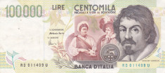 Bancnota Italia 100.000 Lire 1994 - P117b VF (reparata) foto