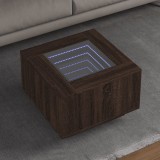 Măsuță cafea vidaXL LED Stejar Maro 60x60x40 cm Lemn prelucrat Oglindă Infinity RGB