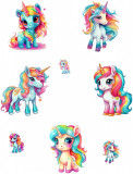Sticker decorativ Waterproof cu Unicorni, 78x60 cm, 1314STK-2