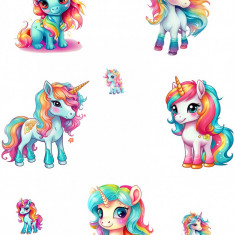 Sticker decorativ Waterproof cu Unicorni, 78x60 cm, 1314STK-2