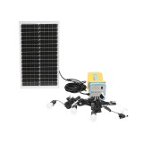 Sistem de iluminat solar 50W cu baterie LiFePO4, 3 becuri LED si 4 USB