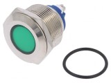 &quot;Lampă LED Plată Verde 24V &Oslash;22mm cu Șurub&quot;