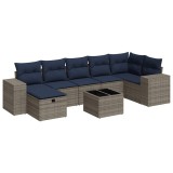 Cumpara ieftin Set canapele de gradina cu perne, 8 piese, gri, poliratan