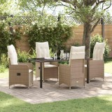 vidaXL Set de masă pentru grădină cu pernă 5 pcs Bej Rattan poli