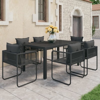 Gossi set mobilier de gradina, 7 piese, negru, ratan pvc foto