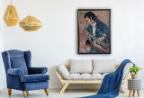 Tablou mare ulei, pictura noua-SAXOFONIST-, pictor roman consacrat, Portrete, Realism