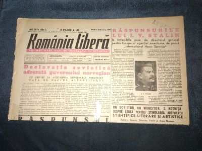 ZIARUL ROMANIA LIBERA 1 FEBRUARIE 1949 foto