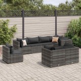 Cumpara ieftin Set mobilier de grădină cu perne, 8 piese, gri, poliratan