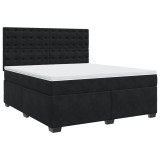 Cumpara ieftin Pat box spring cu saltea, negru, 180x200 cm, catifea