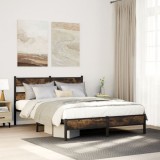VidaXL Cadru pat fără saltea, stejar fumuriu 100x190 cm lemn prelucrat