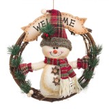 Decorațiune Crăciun Lemn, Om de Zăpadă, 35cm, Multicolor, Mesaj &Ccedil;&times;Welcome&Ccedil;Ł